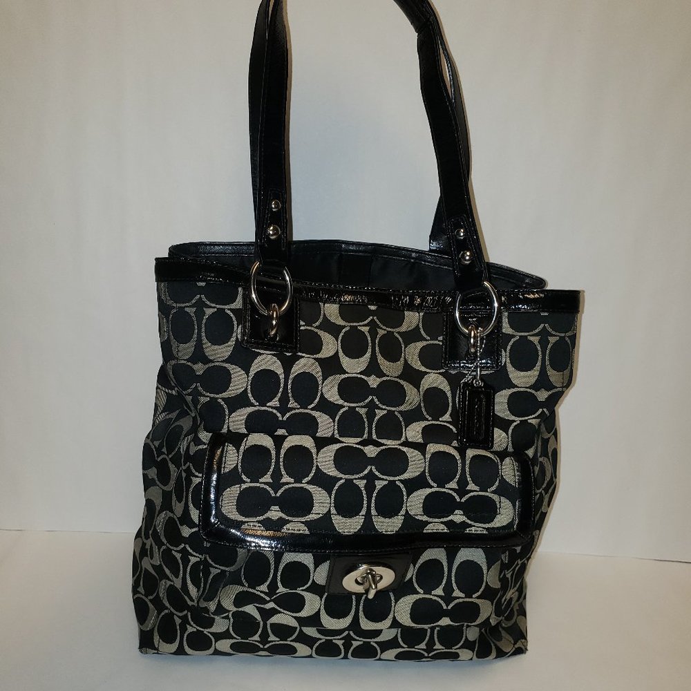 Coach Vintage Pen Signature Satin North/South Tote/Shoulder Bag No.F19262